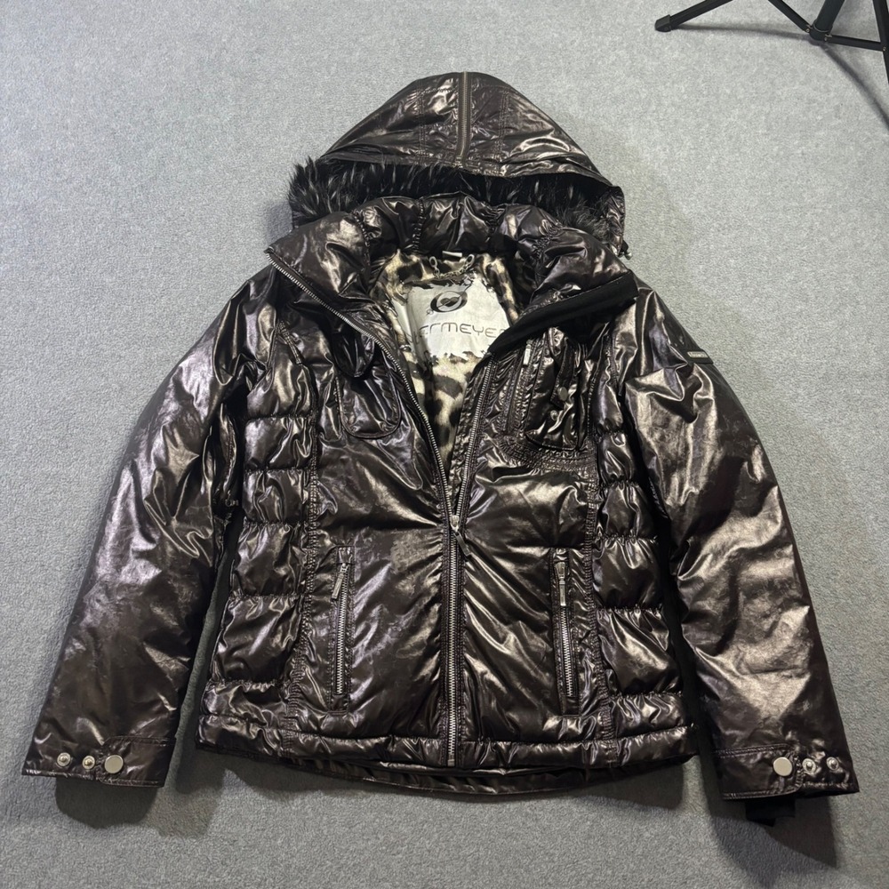 Obermeyer Leighton Jacket Women Size 6 Bronze Metallic Puffer Ski Coat Luxe